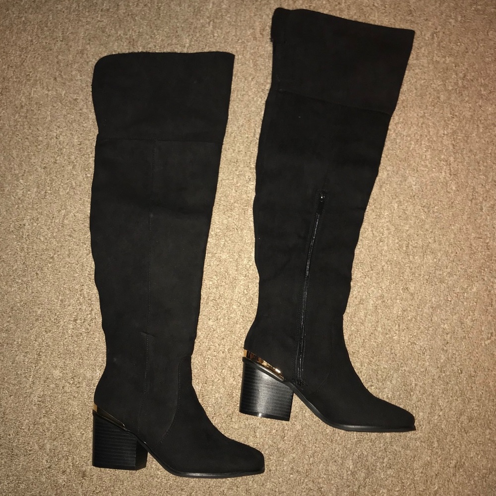 Black Suede Over the Knee Boots